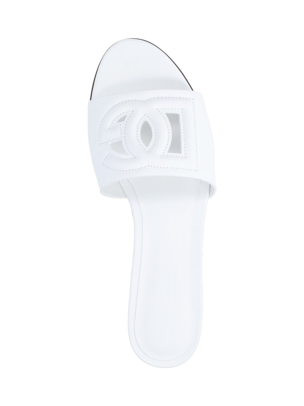 White DG Leather Slides Sandals