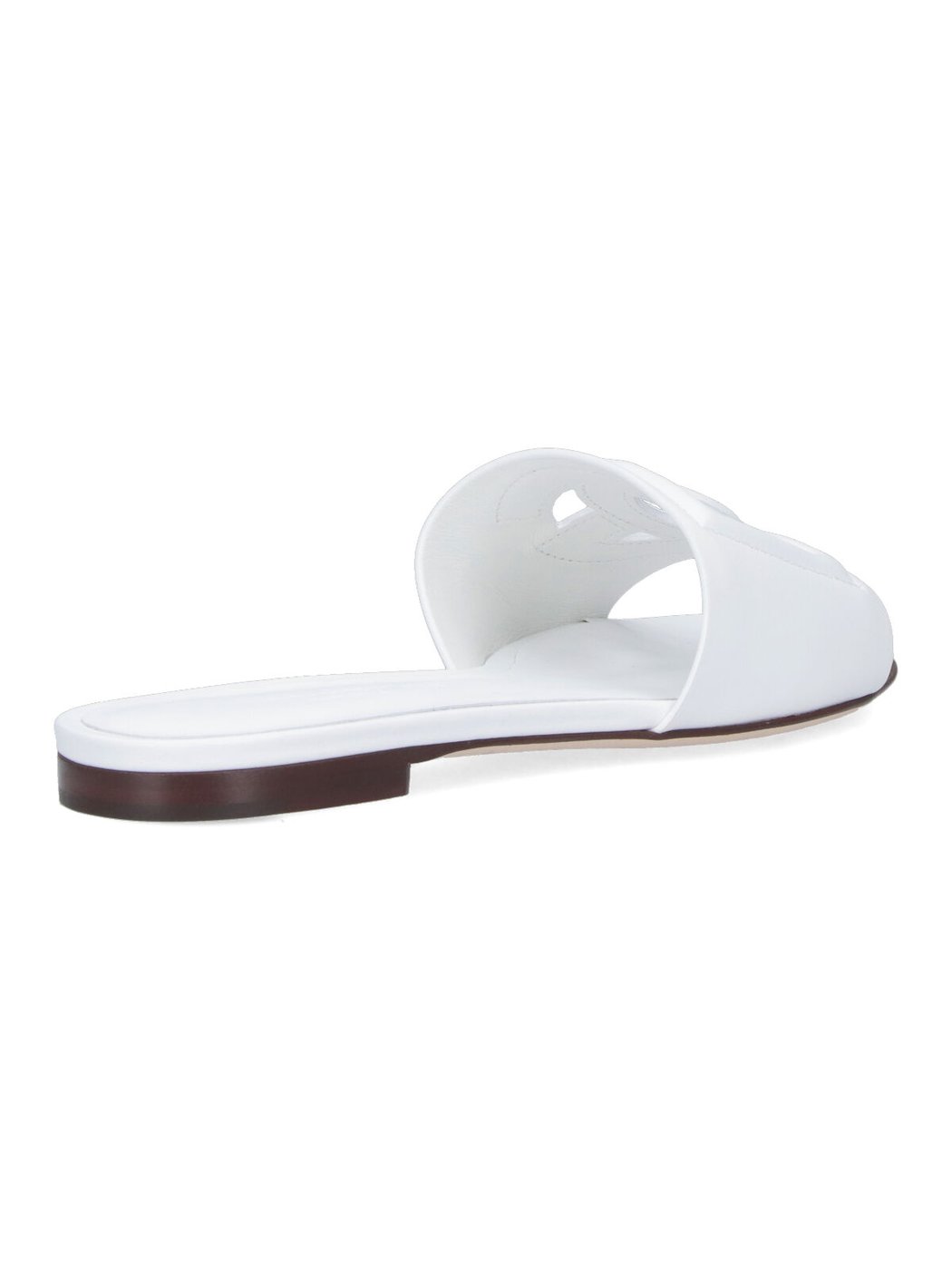White DG Leather Slides Sandals