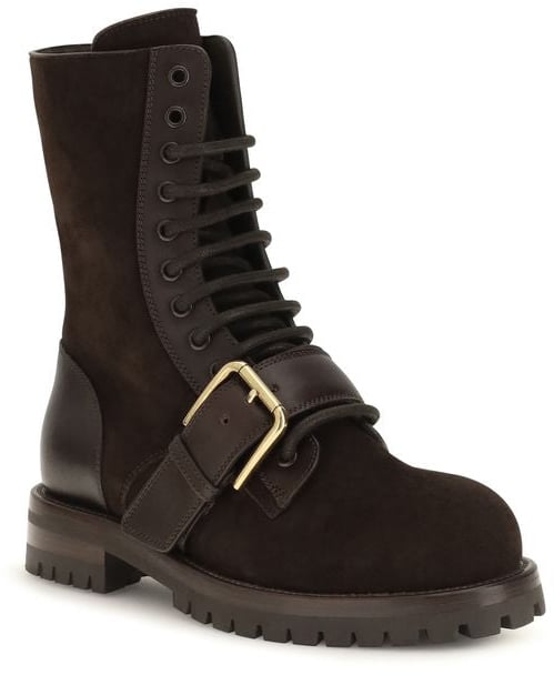 Dolce & Gabbana Black Calf Leather Bos Taurus Lace-Up Boots