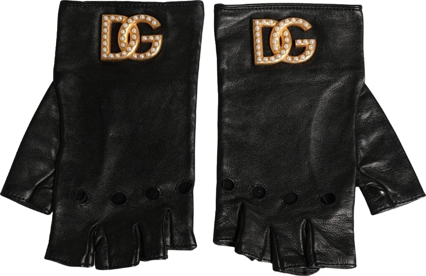 Dolce & Gabbana Black Embellished Wrist Length Fingerless Gloves