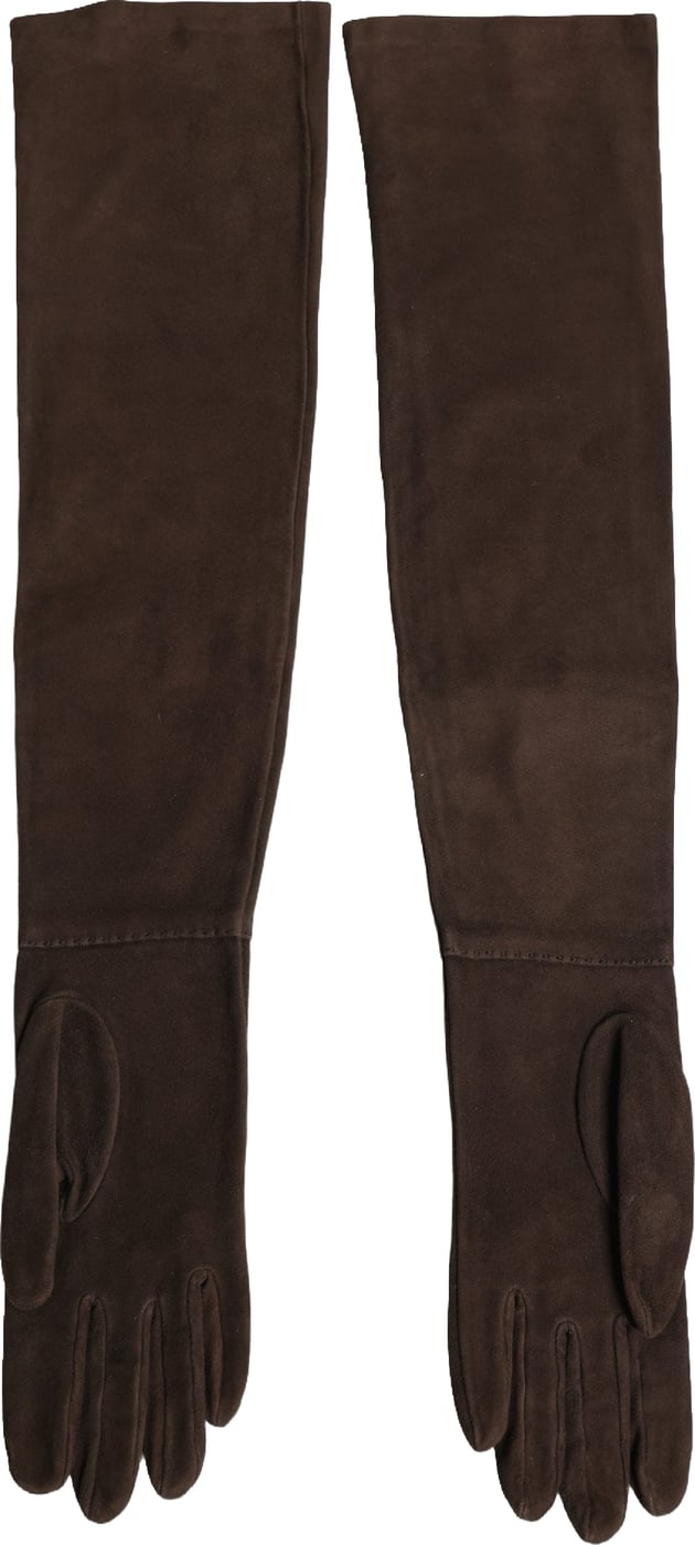 Dolce & Gabbana Brown Genuine Leather Suede Elbow Length Gloves