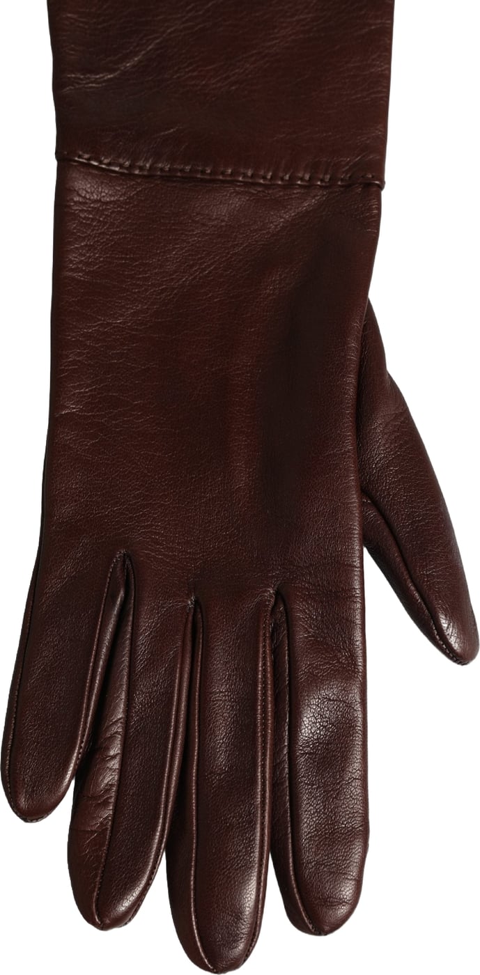 Dolce & Gabbana Brown Genuine Leather Long Elbow Length Gloves