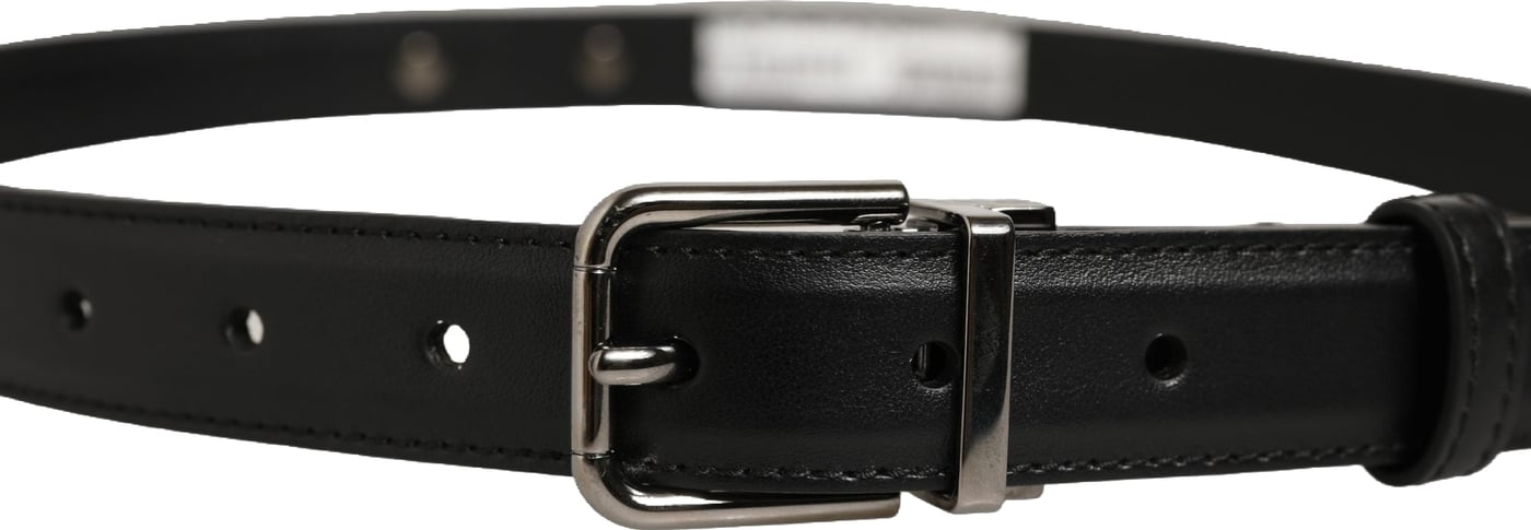 Dolce & Gabbana Black Leather Silver Tone Metal Buckle Belt