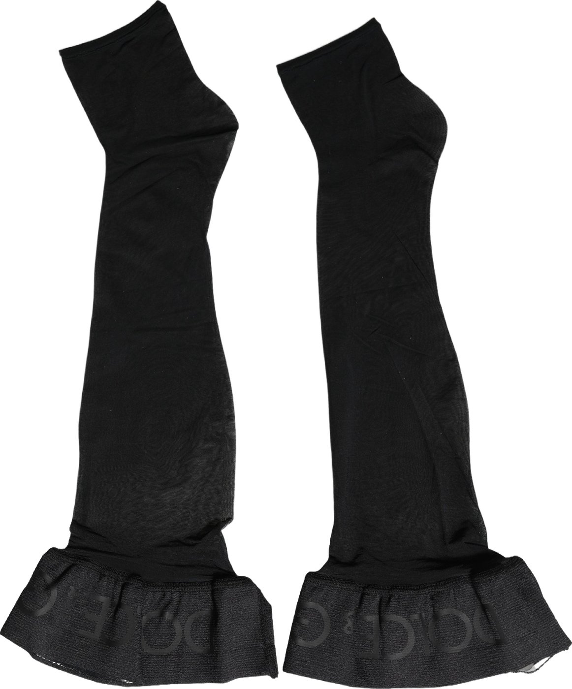 Dolce & Gabbana Black Nylon Logo Calf Long Women Accessory Socks