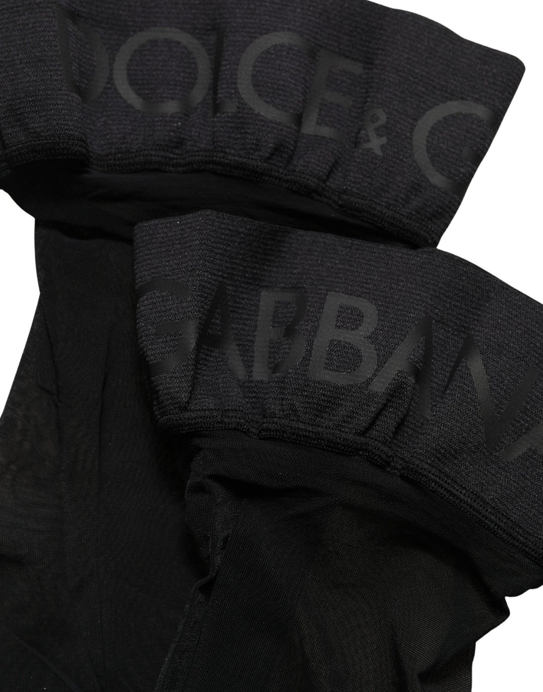 Dolce & Gabbana Black Nylon Logo Calf Long Women Accessory Socks