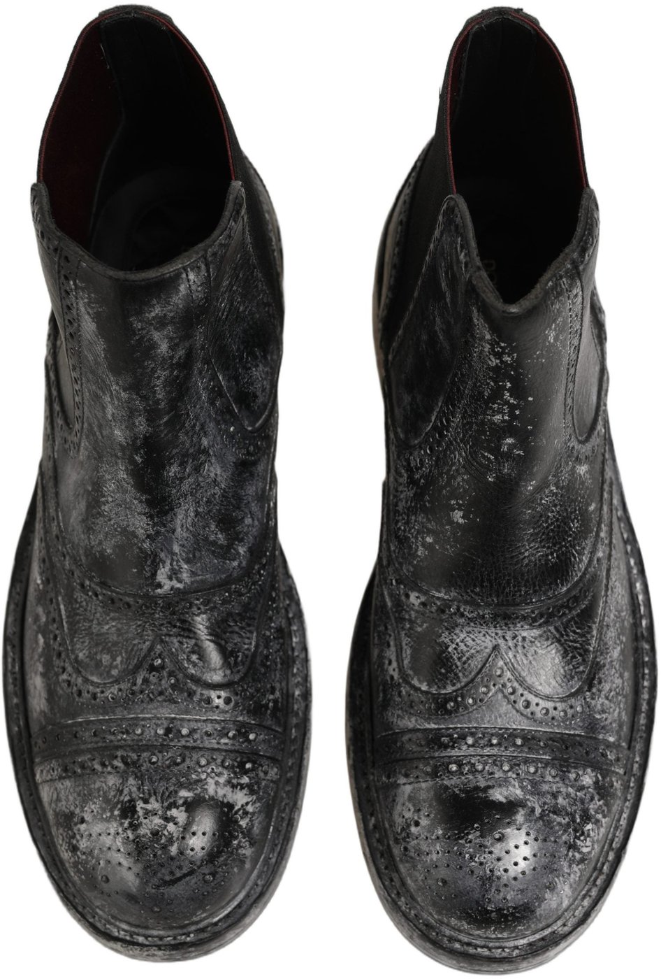 Dolce & Gabbana Black Gray Leather Ankle Chelsea Boots Shoes