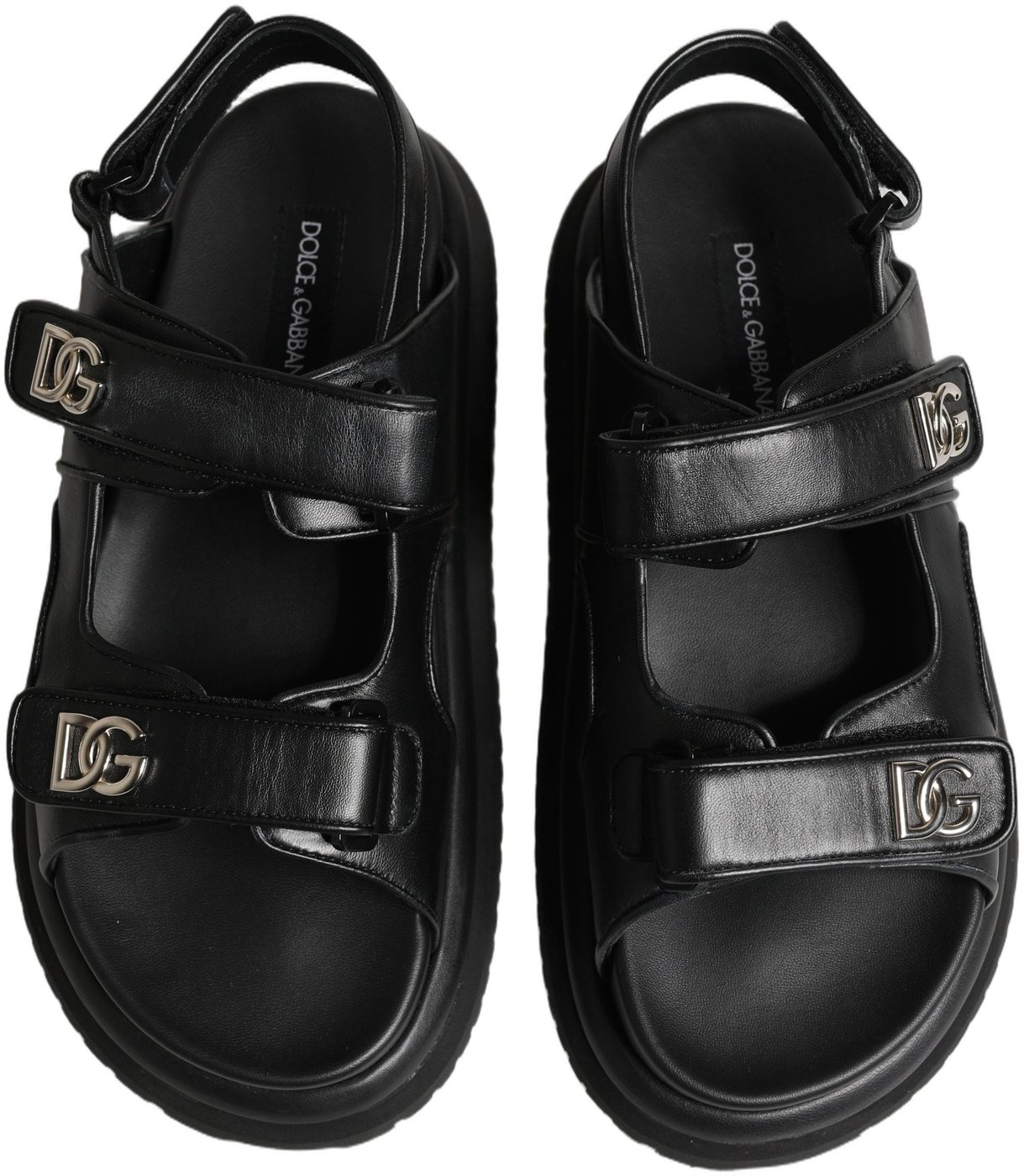 Dolce & Gabbana Black DG Logo Sandals Flats Slippers Shoes