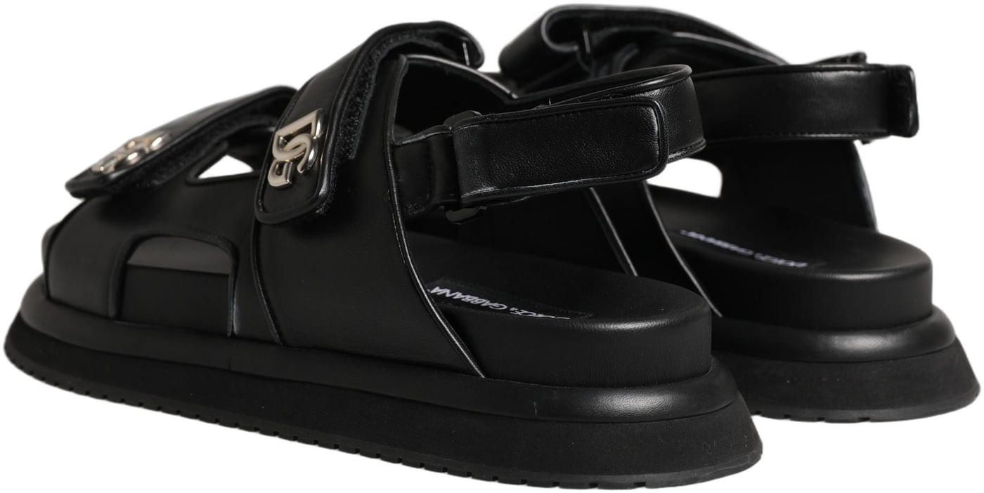 Dolce & Gabbana Black DG Logo Sandals Flats Slippers Shoes