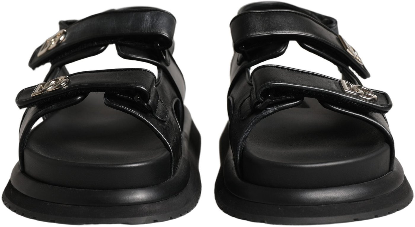 Dolce & Gabbana Black DG Logo Sandals Flats Slippers Shoes