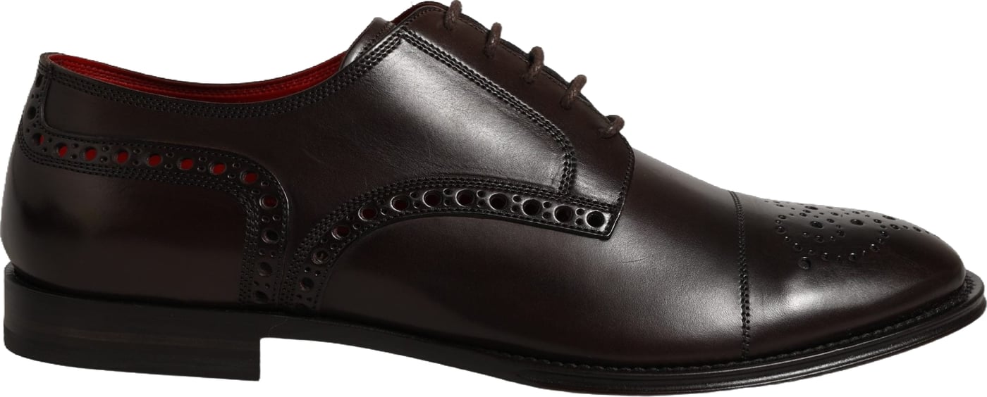 Dolce & Gabbana Maroon Calfskin Leather Derby Men Dress Shoes