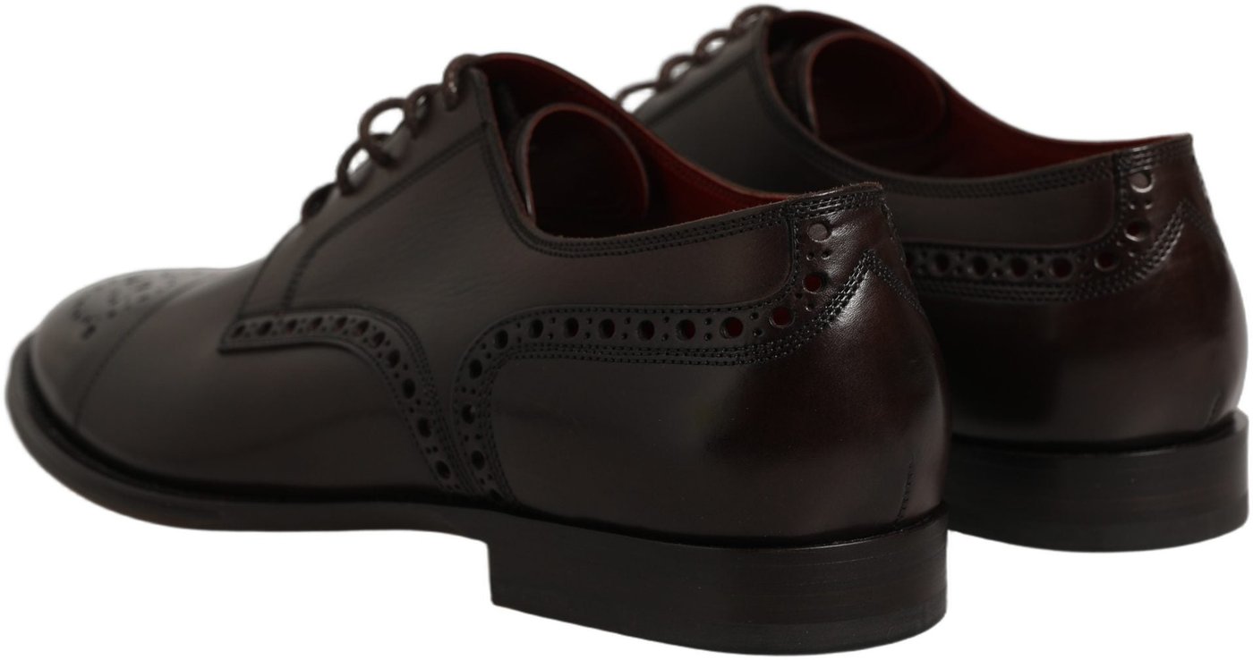 Dolce & Gabbana Maroon Calfskin Leather Derby Men Dress Shoes