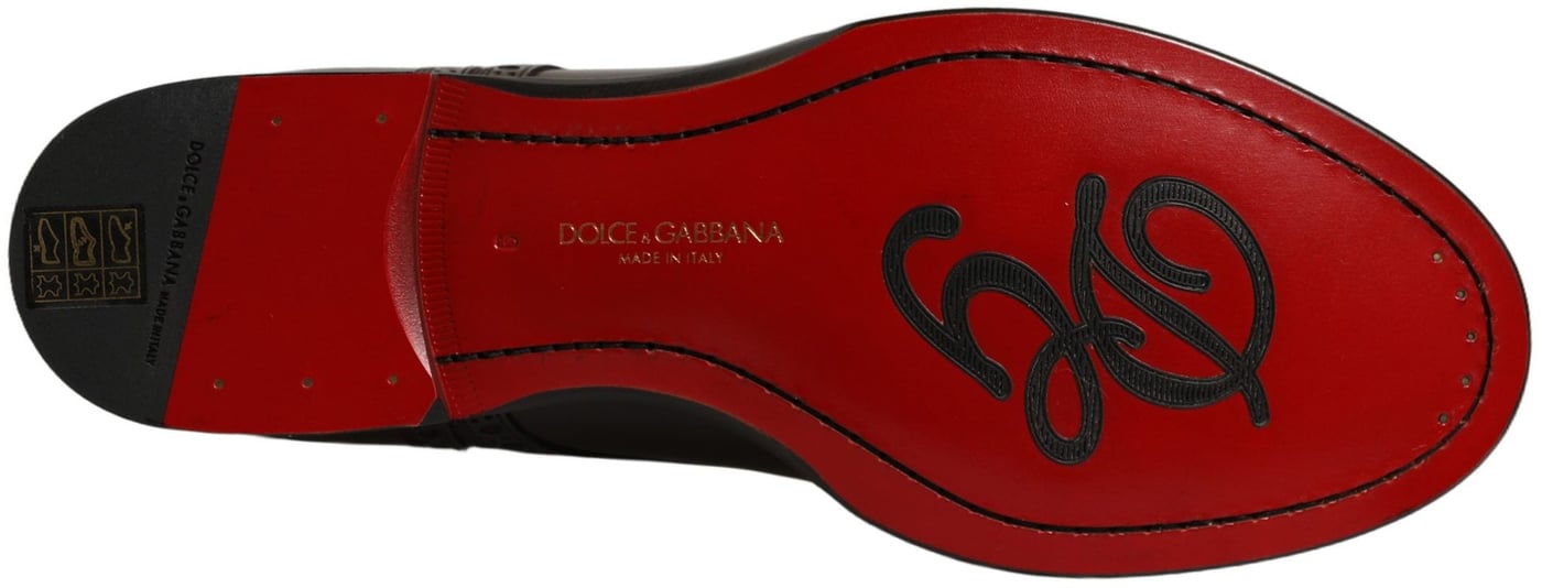 Dolce & Gabbana Maroon Calfskin Leather Derby Men Dress Shoes