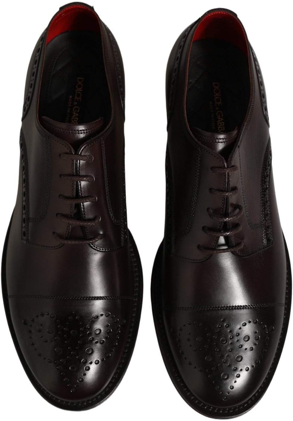 Dolce & Gabbana Maroon Calfskin Leather Derby Men Dress Shoes