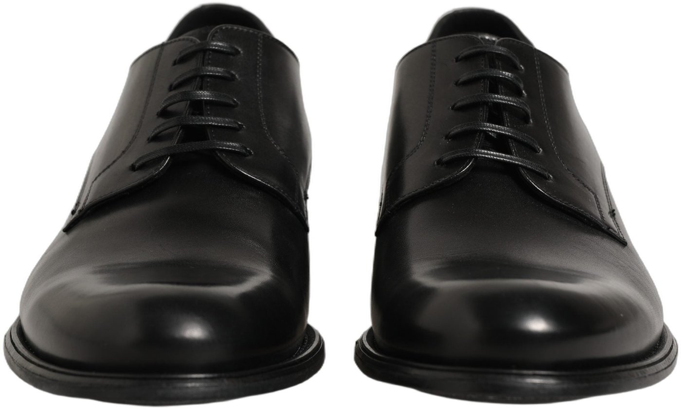 Dolce & Gabbana Black Calfskin Leather Derby Men Dress Shoes