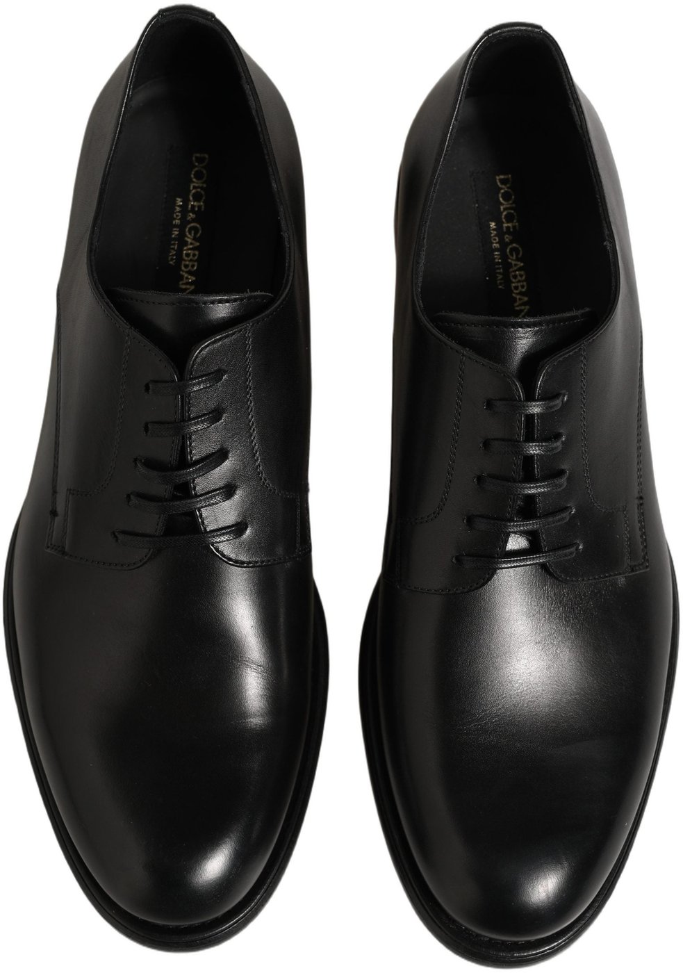 Dolce & Gabbana Black Calfskin Leather Derby Men Dress Shoes
