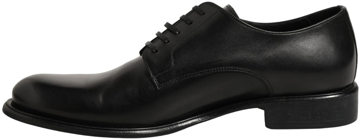 Dolce & Gabbana Black Calfskin Leather Derby Men Dress Shoes