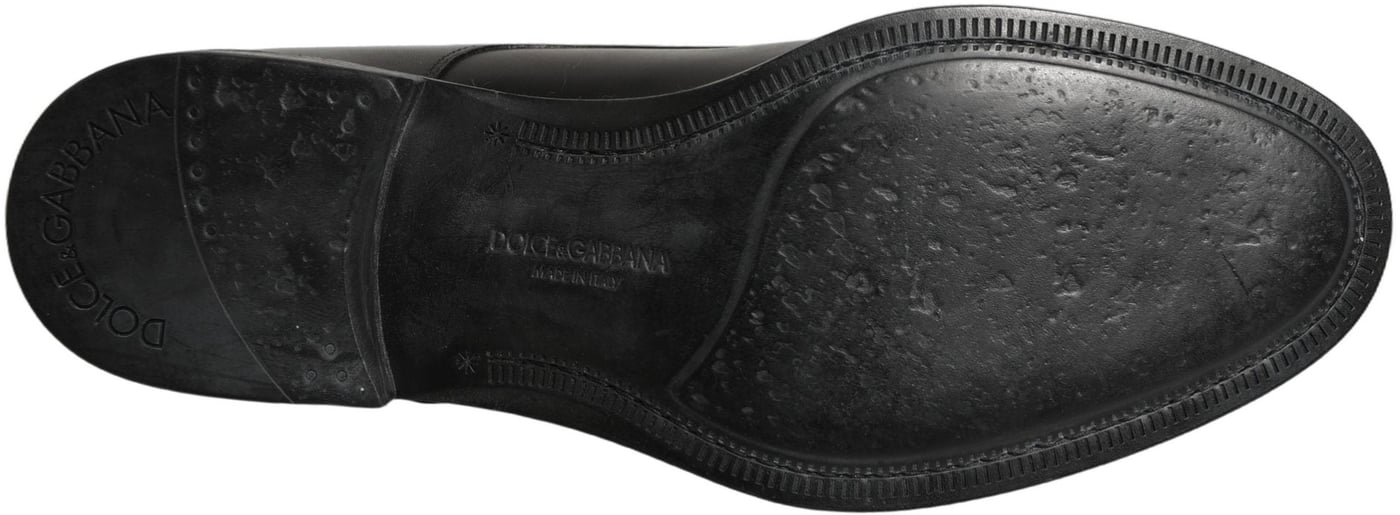 Dolce & Gabbana Black Calfskin Leather Derby Men Dress Shoes