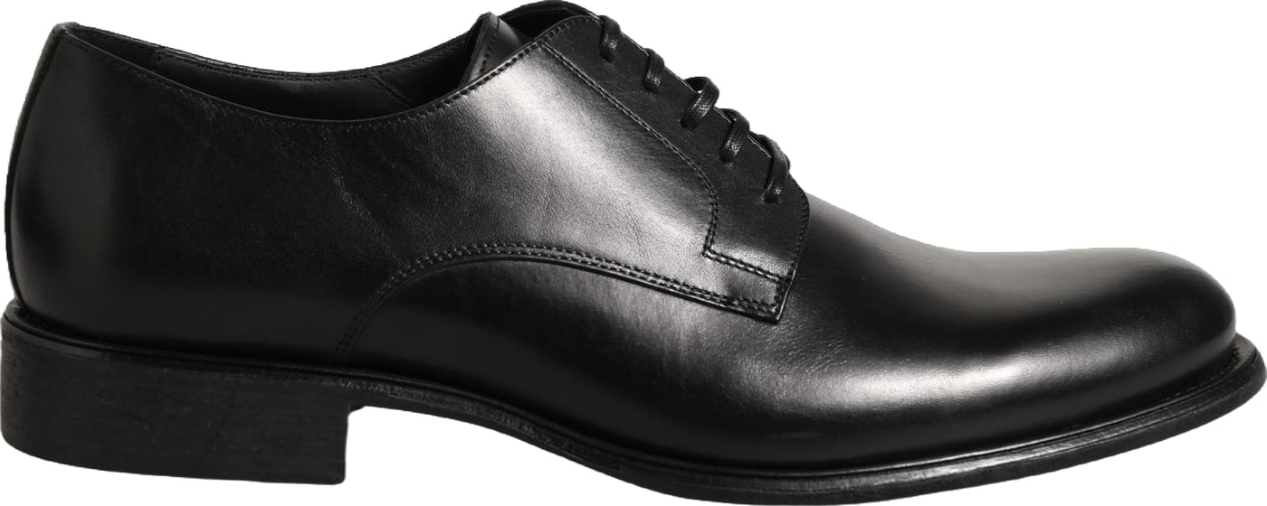 Dolce & Gabbana Black Calfskin Leather Derby Men Dress Shoes
