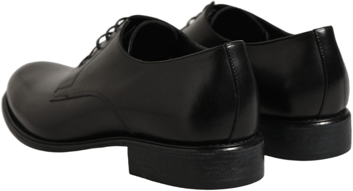 Dolce & Gabbana Black Calfskin Leather Derby Men Dress Shoes