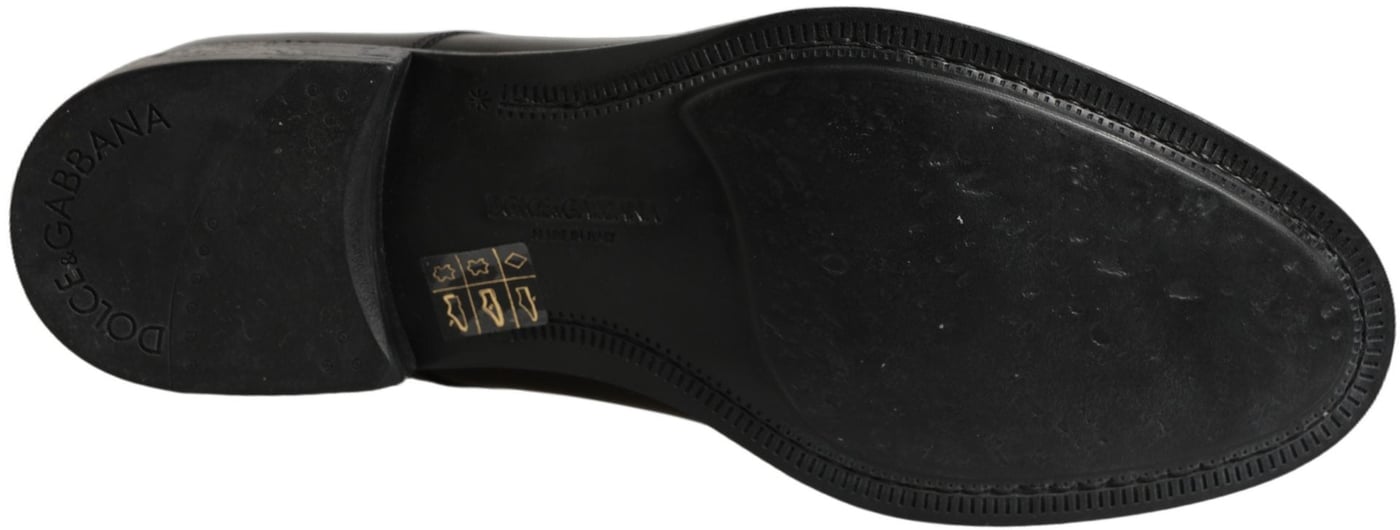 Dolce & Gabbana Black Calfskin Leather Derby Men Dress Shoes