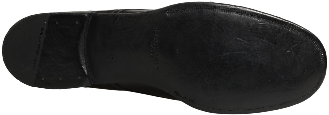 Dolce & Gabbana Black Calfskin Leather Derby Men Dress Shoes
