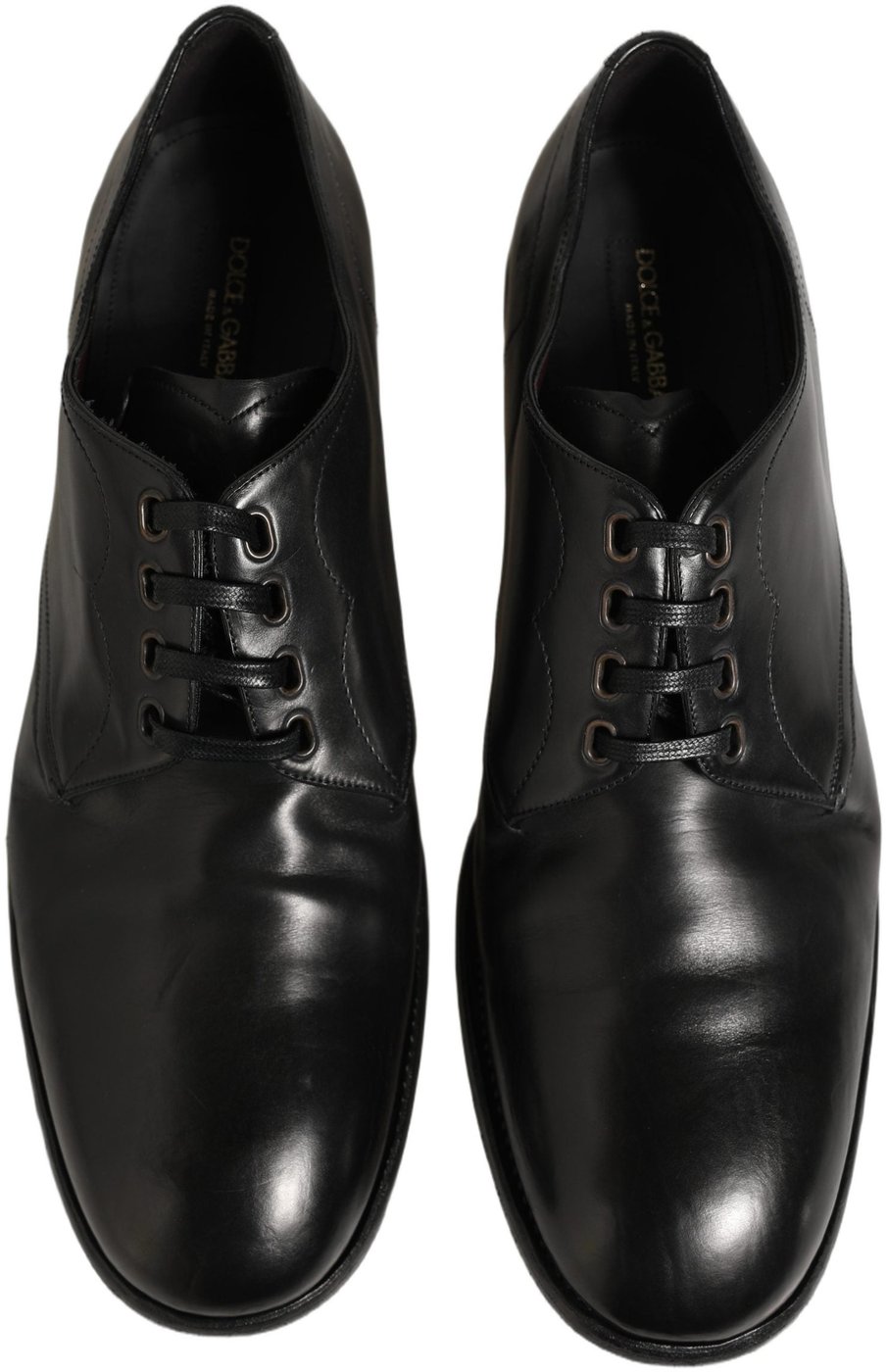 Dolce & Gabbana Black Calfskin Leather Derby Men Dress Shoes