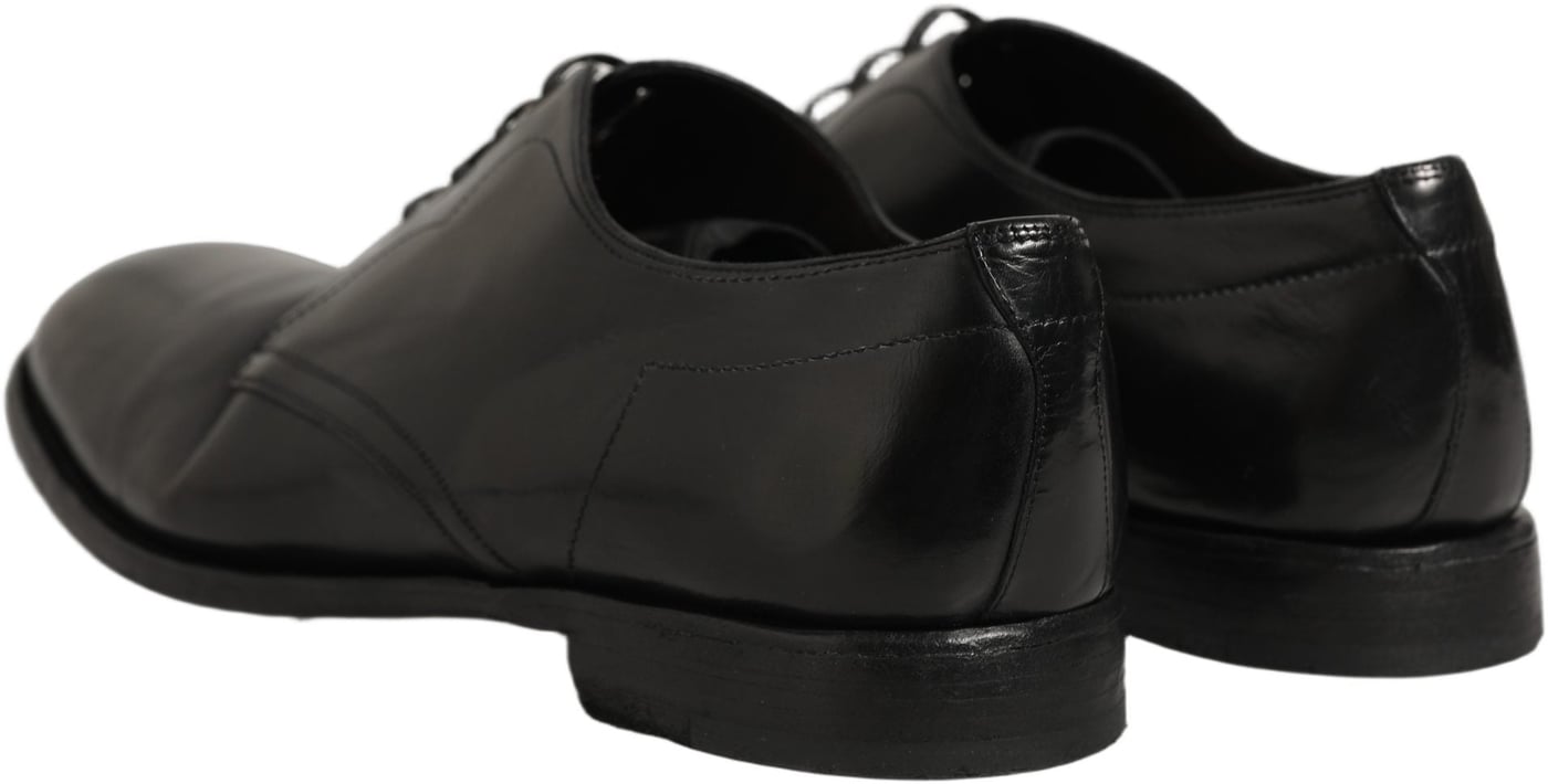 Dolce & Gabbana Black Calfskin Leather Derby Men Dress Shoes