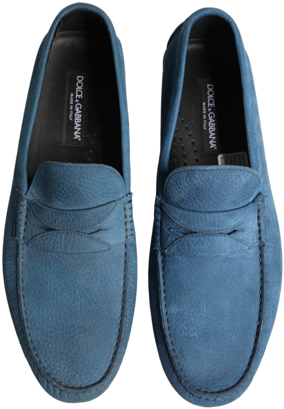 Dolce & Gabbana Blue Calfskin Leather Driver Loafers Shoes