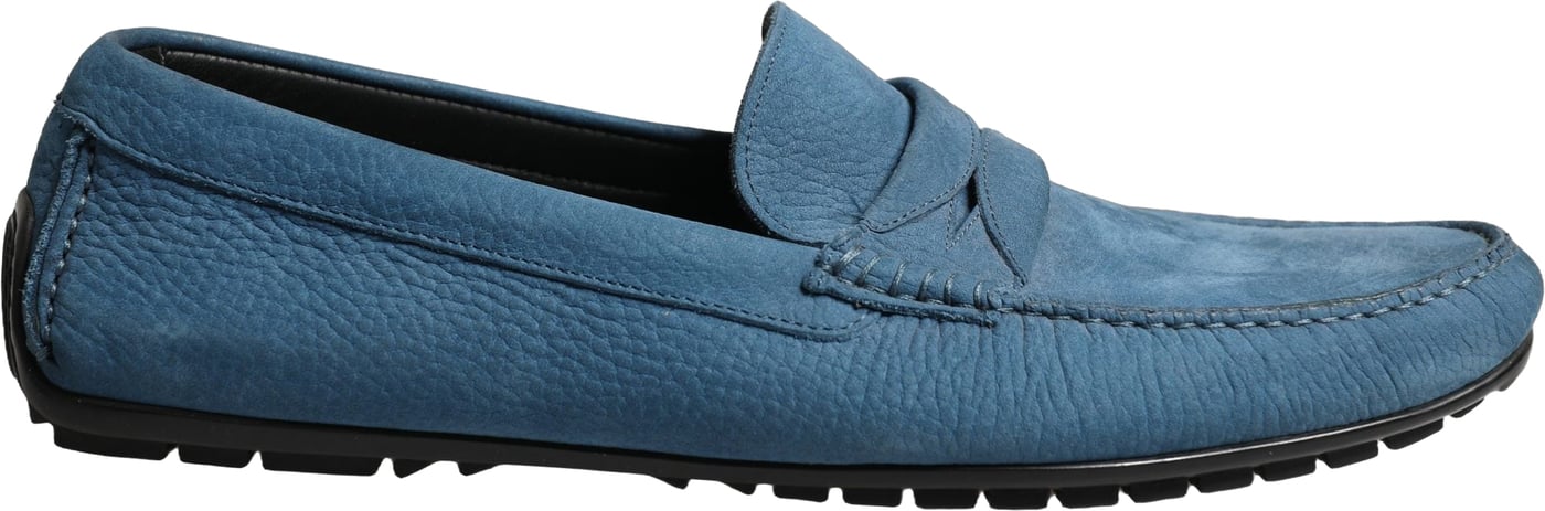 Dolce & Gabbana Blue Calfskin Leather Driver Loafers Shoes