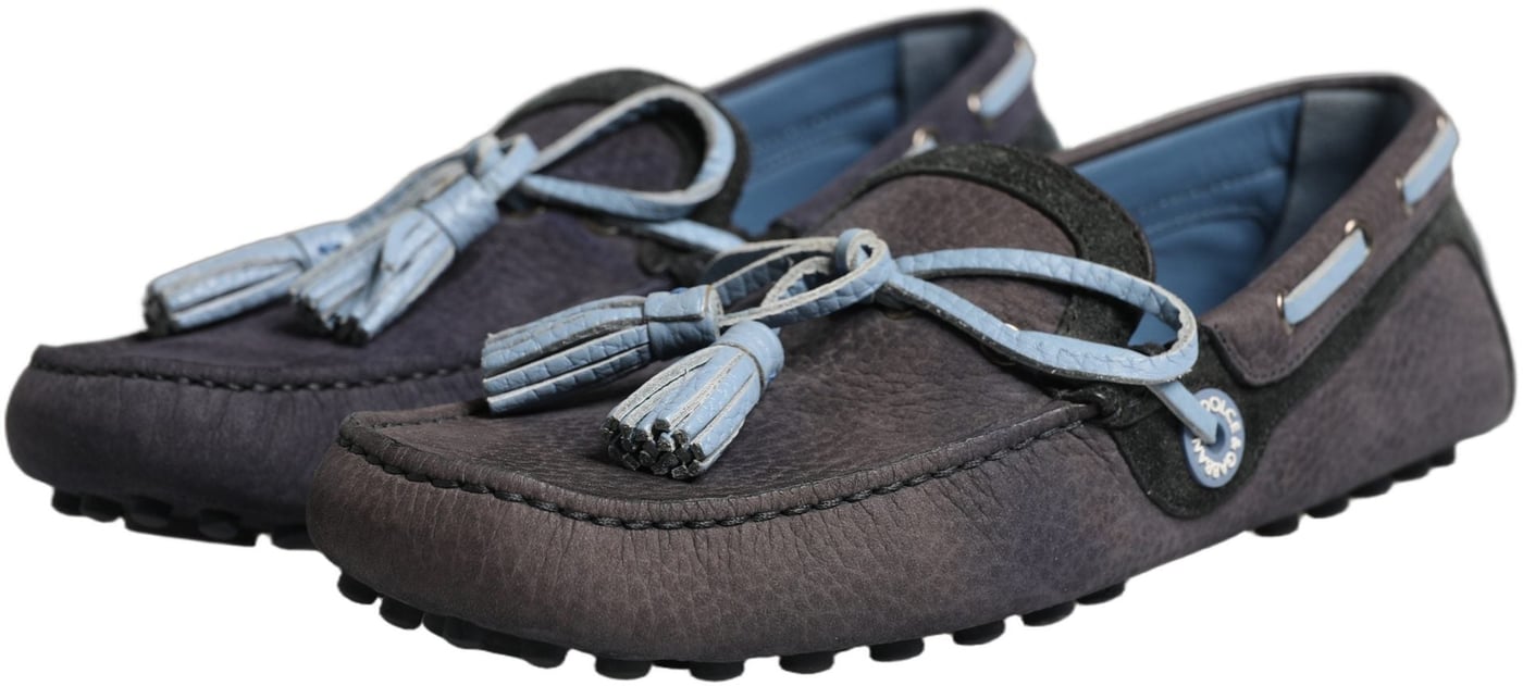 Dolce & Gabbana Navy Blue Suede Leather Tassel Loafers Shoes