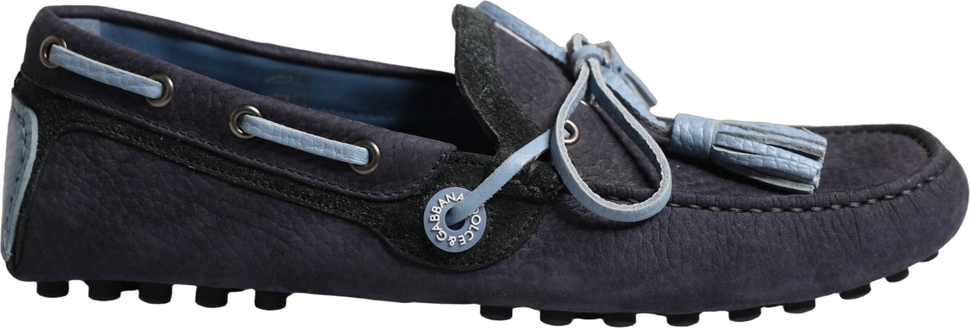 Dolce & Gabbana Navy Blue Suede Leather Tassel Loafers Shoes
