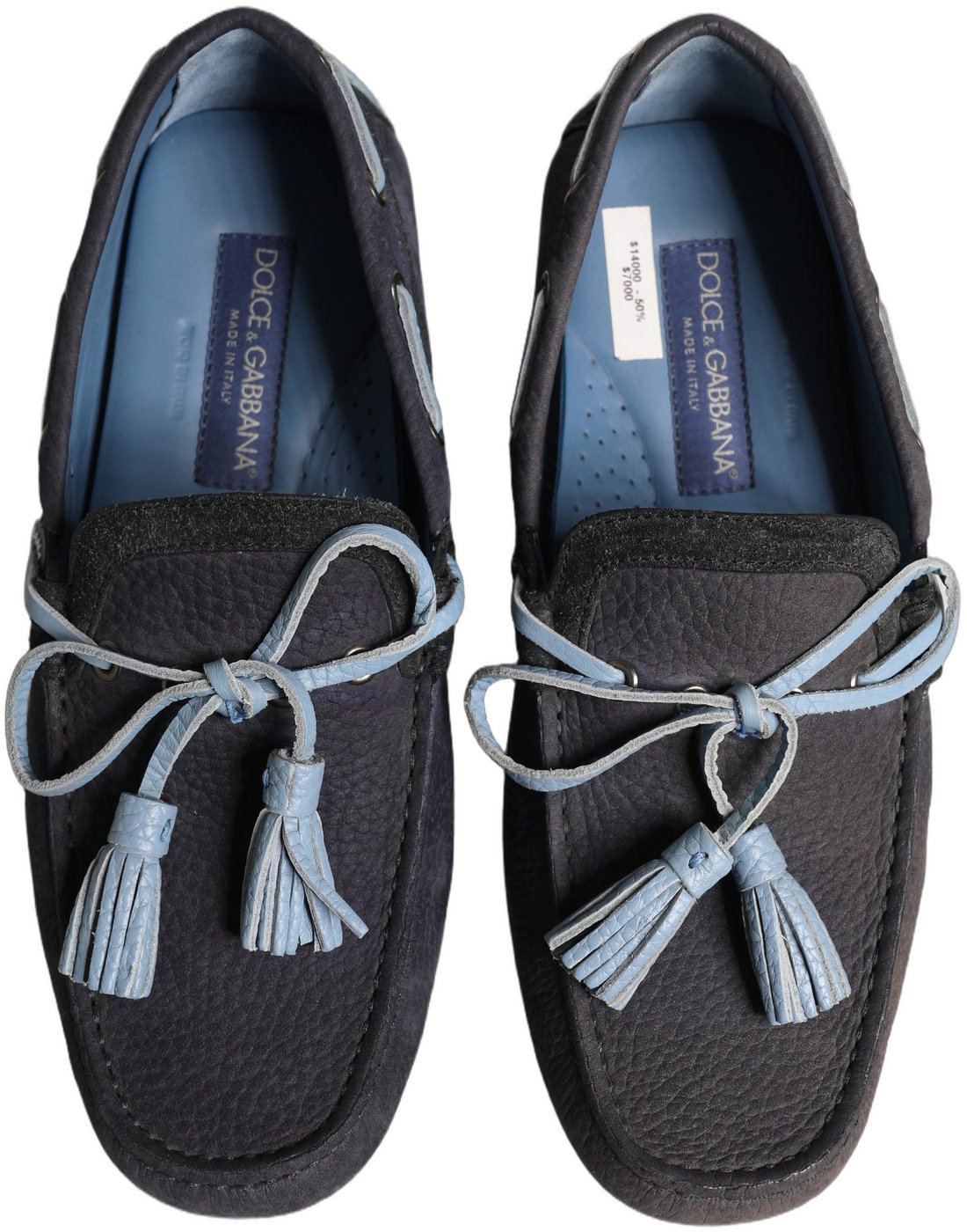 Dolce & Gabbana Navy Blue Suede Leather Tassel Loafers Shoes