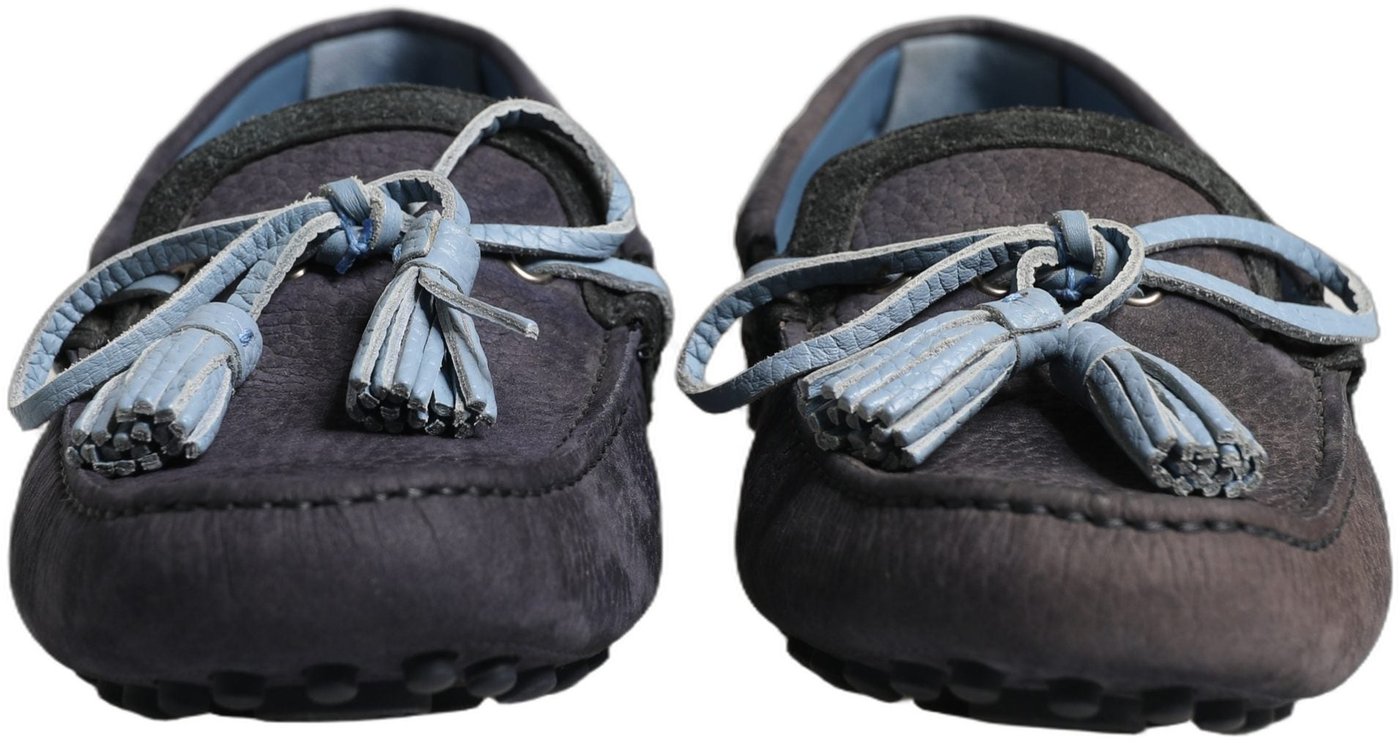 Dolce & Gabbana Navy Blue Suede Leather Tassel Loafers Shoes