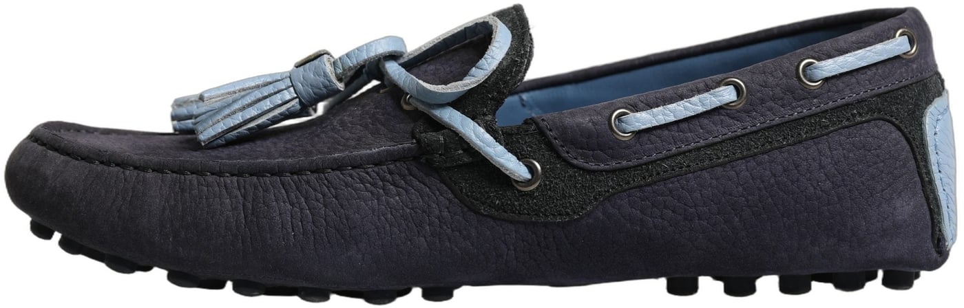 Dolce & Gabbana Navy Blue Suede Leather Tassel Loafers Shoes