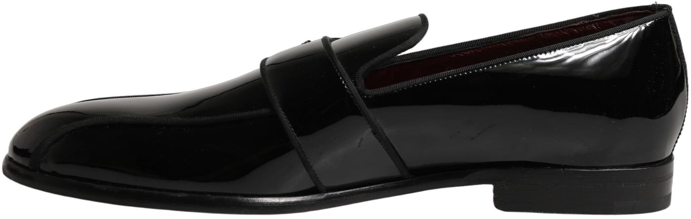 Dolce & Gabbana Black Patent Leather Men Loafers Shoes