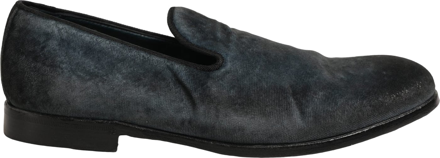 Dolce & Gabbana Blue Suede Slip On Men Slippers Loafers Shoes