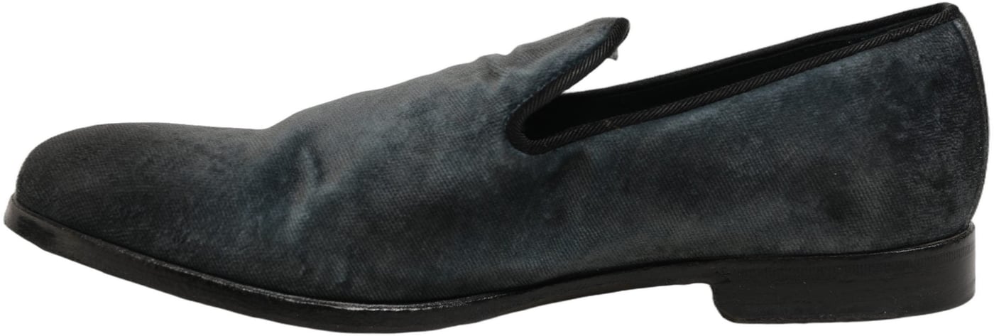 Dolce & Gabbana Blue Suede Slip On Men Slippers Loafers Shoes