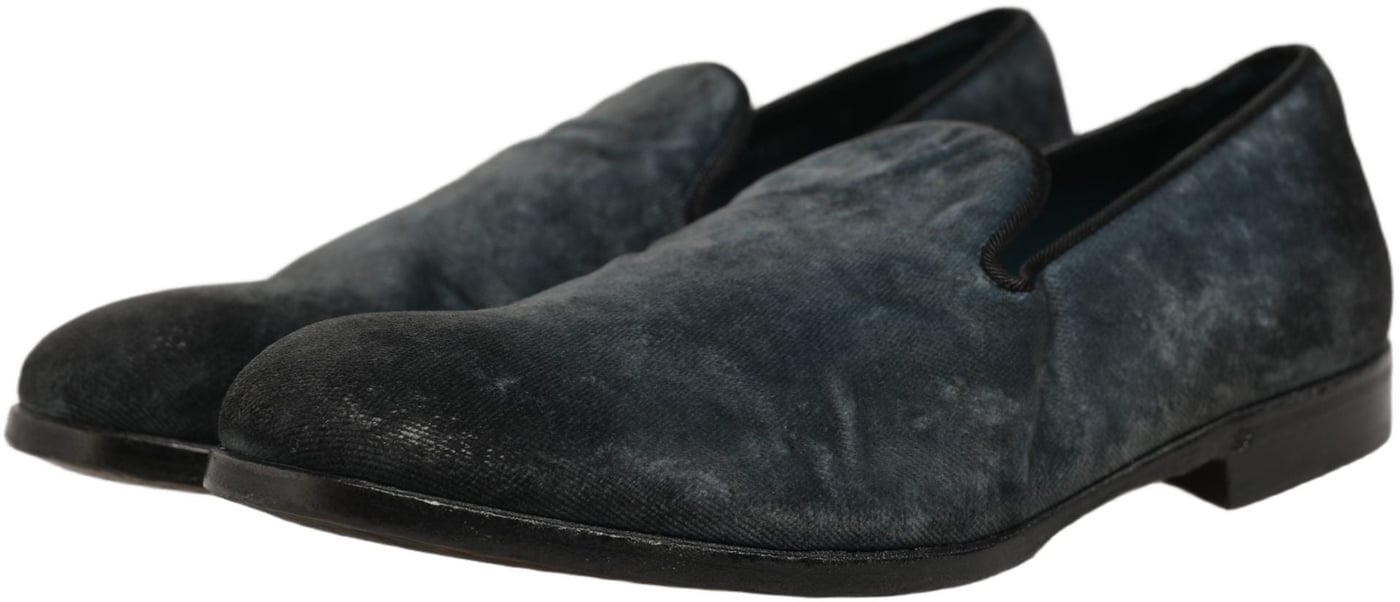 Dolce & Gabbana Blue Suede Slip On Men Slippers Loafers Shoes