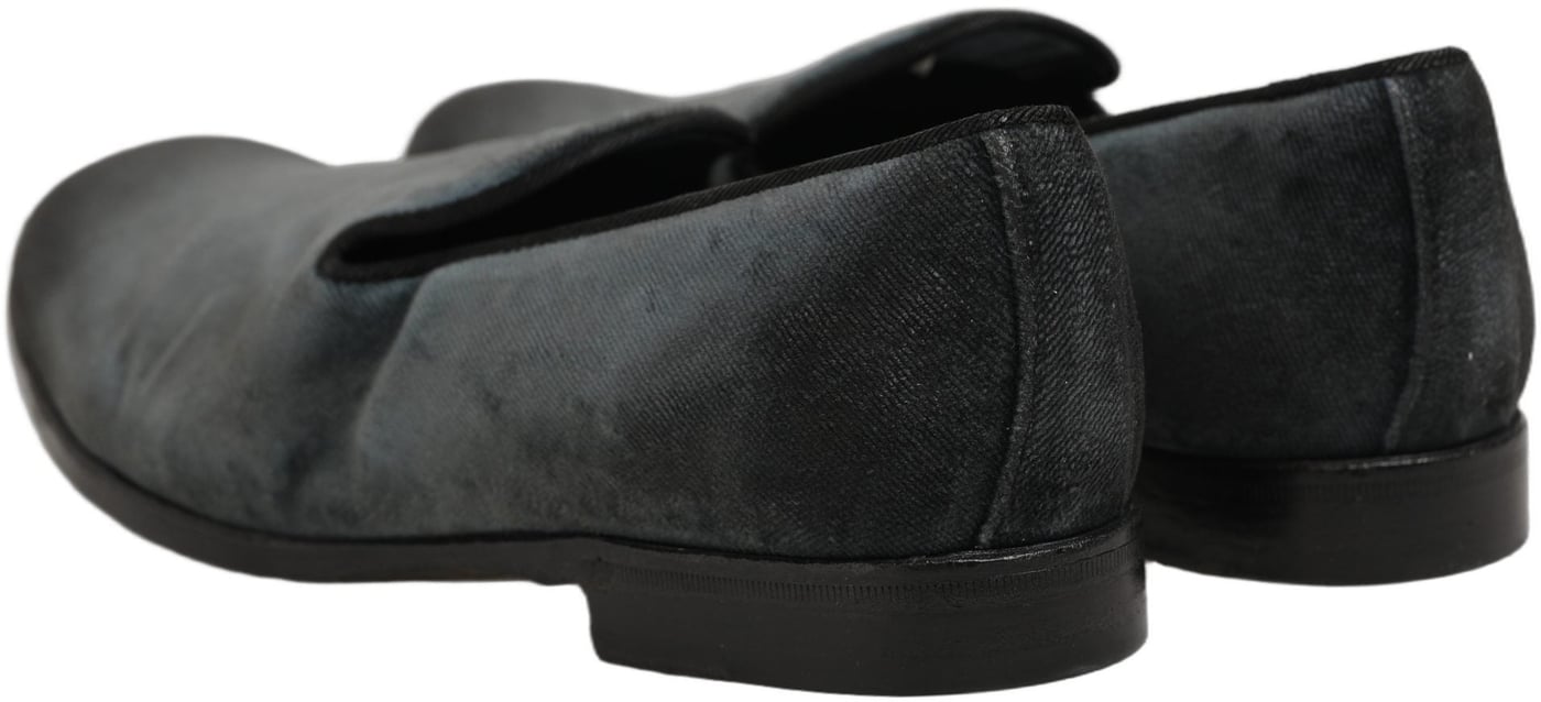 Dolce & Gabbana Blue Suede Slip On Men Slippers Loafers Shoes