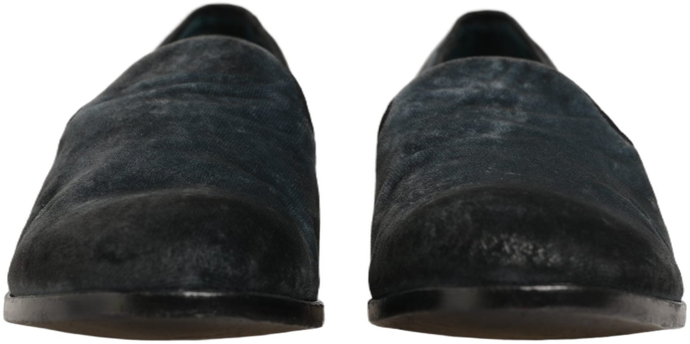 Dolce & Gabbana Blue Suede Slip On Men Slippers Loafers Shoes