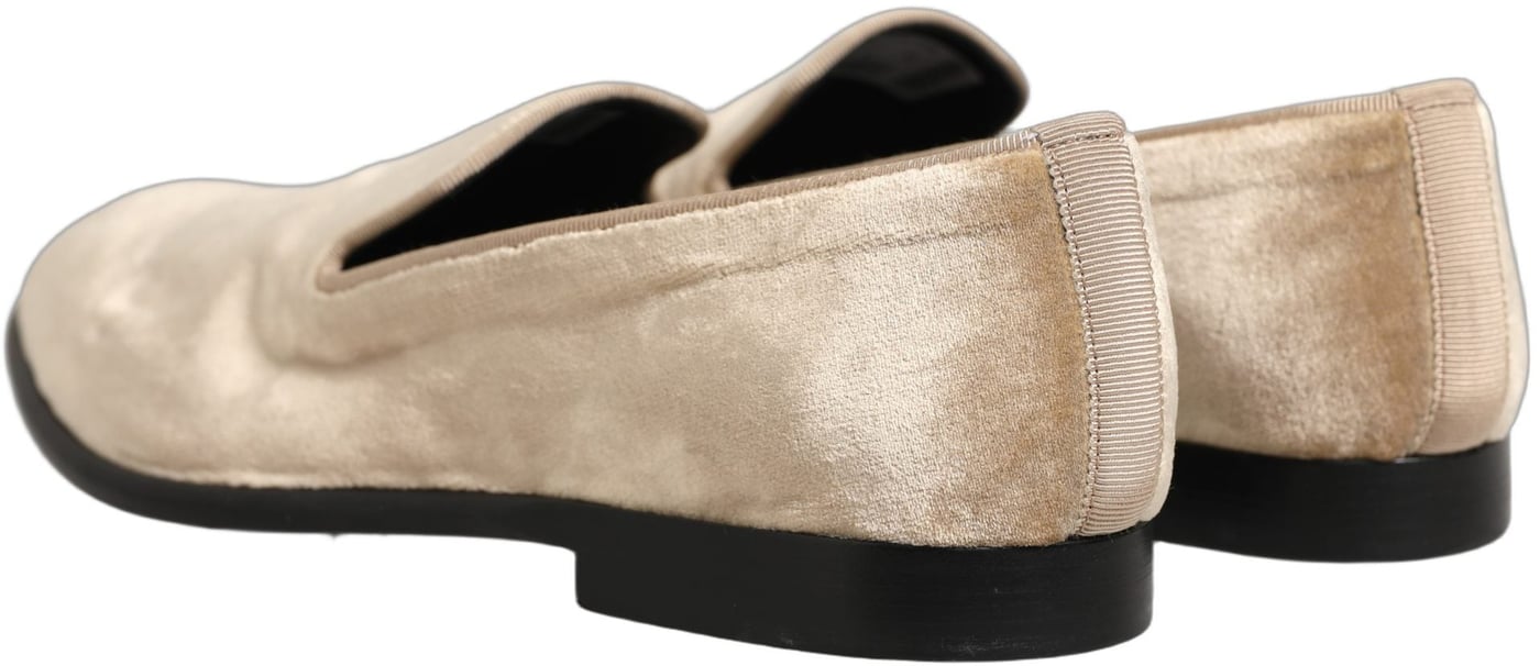 Dolce & Gabbana Beige Suede Slip On Slippers Loafers Shoes