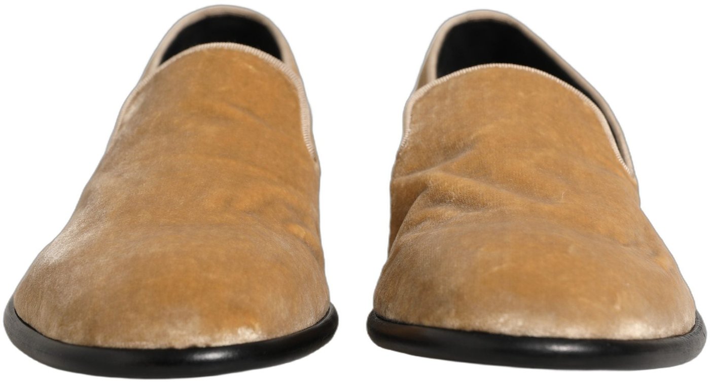 Dolce & Gabbana Beige Suede Slip On Slippers Loafers Shoes