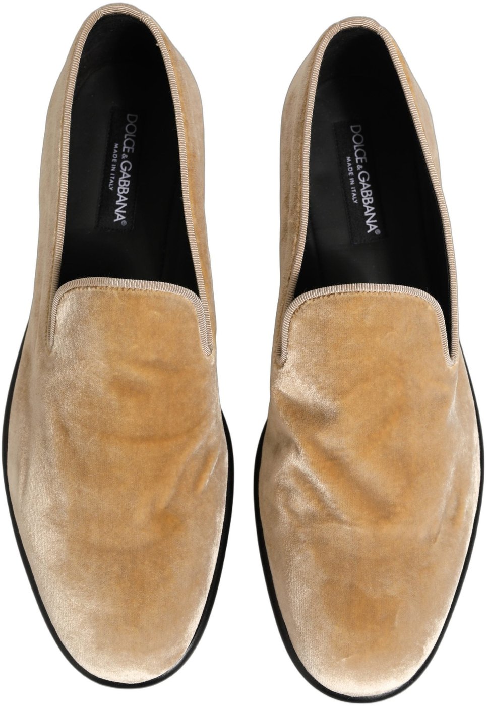 Dolce & Gabbana Beige Suede Slip On Slippers Loafers Shoes