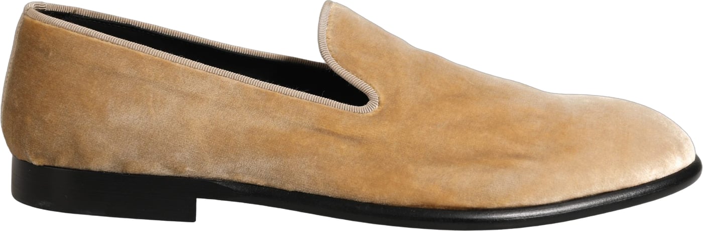 Dolce & Gabbana Beige Suede Slip On Slippers Loafers Shoes