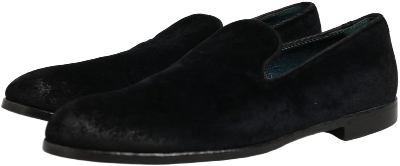 Dolce & Gabbana Black Suede Slip On Slippers Loafers Shoes