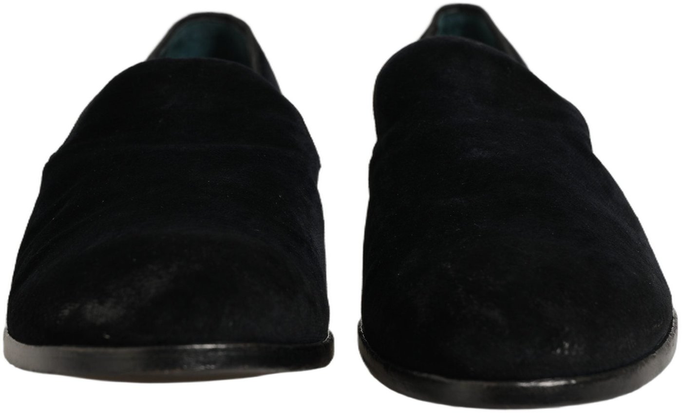 Dolce & Gabbana Black Suede Slip On Slippers Loafers Shoes