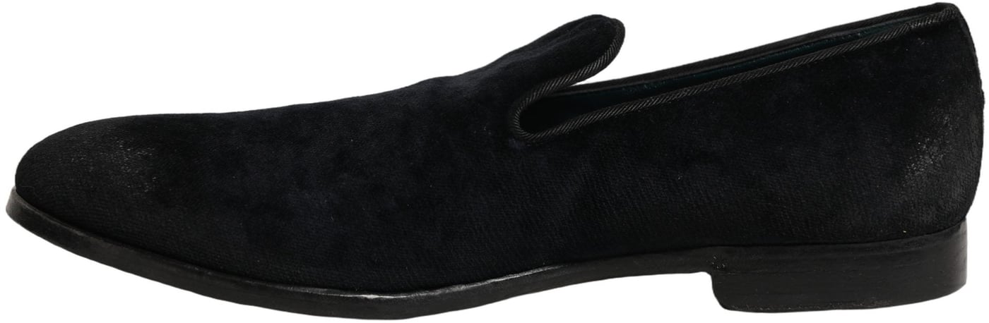 Dolce & Gabbana Black Suede Slip On Slippers Loafers Shoes