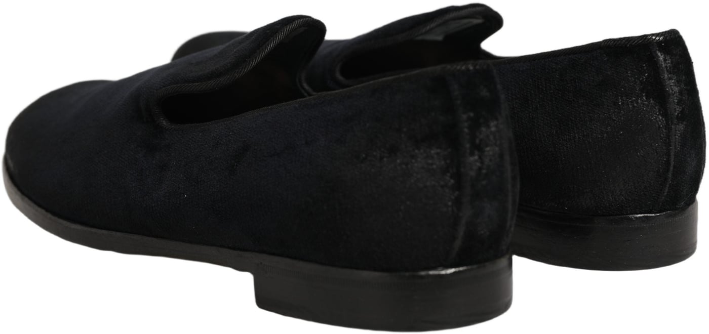 Dolce & Gabbana Black Suede Slip On Slippers Loafers Shoes