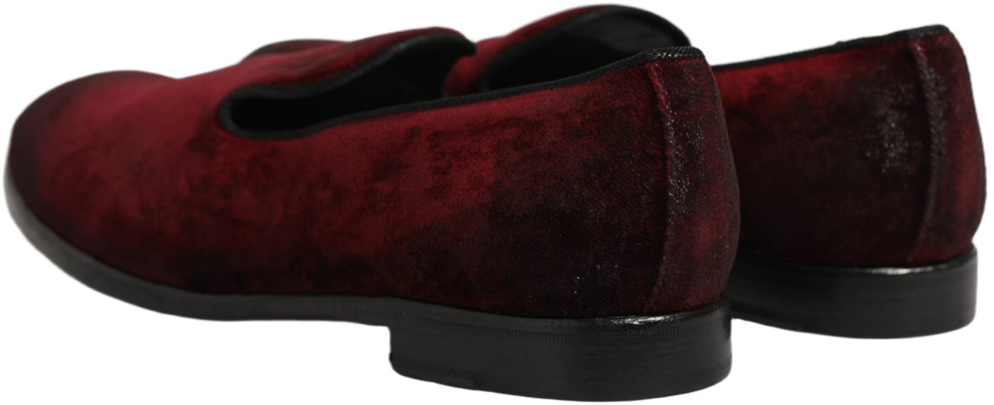 Dolce & Gabbana Maroon Suede Slip On Slippers Loafers Shoes