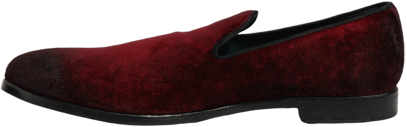 Dolce & Gabbana Maroon Suede Slip On Slippers Loafers Shoes